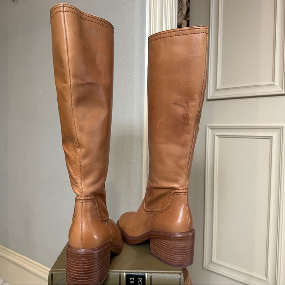 Vince Camuto Vuliann2 Wide Calf Leather Knee High Boots Tan Brown 9 WC - Picture 5 of 15